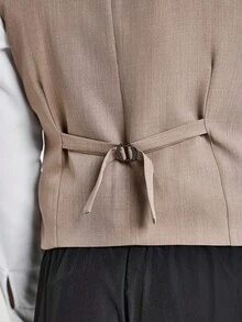 Calvornis Men's Single-Breasted Business Casual Vest (Shirt And Tie Not Included) Dress Outfits For Men Dress Shirt With Vest For Men Classy Outfits For Men Men Dress Outfit Mens Fashion Clothes - Khaki - View 5