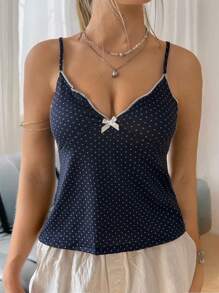 INAWLY Plus Size Women Bowknot Decor Camisole