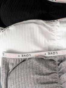 3件套女童柔软时尚无肩带文胸和抹胸上衣，粉色、白色、黑色，带爱心编织带 - 彩色 - 查看 4