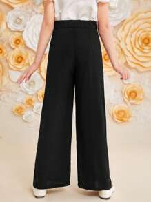 SHEIN Girlism Tween Girl Loose Cute Comfortable High-Waisted Straight Long Solid Color Simple Pants For Home