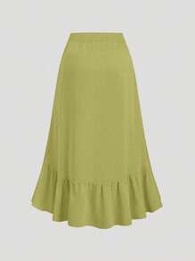 Sweetra Fustă nouă pentru femei, în formă de V, cu volane, cu șnur în talie, stil retro, roșu vin, primăvară/vară, potrivită pentru Ziua Îndrăgostiților, petrecere, boemă