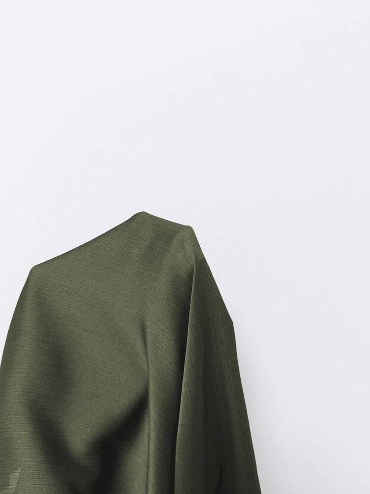 INAWLY Women's Casual Solid Color Tie Front Blouse, Summer - Dark Green - View 5