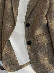 Franclia Women's Lapel Collar Long Sleeve Plaid Business Suit Jacket Fall Cloth For Women