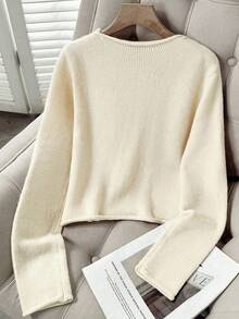 Franclia Cárdigan de punto casual y vintage con ribete de contraste y abotonadura sencilla para mujer, para otoño/invierno. Ropa universitaria y de otoño para mujer.