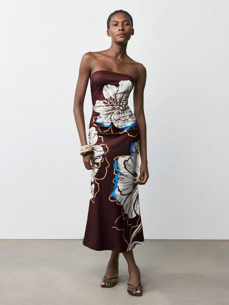 Maija Váy họa tiết hoa thanh lịch giản dị, thích hợp đi biển, lễ hội âm nhạc, khách dự tiệc cưới, tiệc sáng muộn, phong cách Boho, trang phục sinh nhật nữ, thu/đông