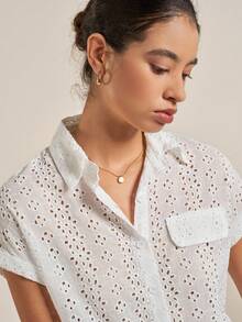 Airaco 網眼刺繡蝙蝠袖襯衫 - 白色 - 查看 3