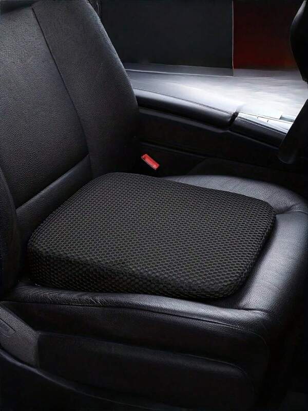 SHEIN 1 pezzo Cuscino a cuneo per sedile di auto/camion, sedia da ufficio, sedia a rotelle - Cuscino in memory foam per sollievo dalla sciatalgia, rivestimento in tessuto di poliestere traspirante per sedile auto - Cuscino spesso e confortevole rinforzato, design antiscivolo, adatto per tutti i veicoli, tessuto intrecciato nero che migliora il supporto e la ventilazione, decorazione per la casa, cuscino per sedia, cuscino per seduta, forniture scolastiche