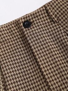 Sweetra 女士新款优雅复古休闲通勤简约高端针织两件套，背心无袖上衣和直筒阔腿裤套装 - 棕色 - 查看 6