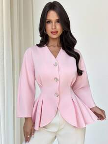 Firerie 女士外套、秋季女装、复古风、女士办公室服装 - 粉色 - 查看 8