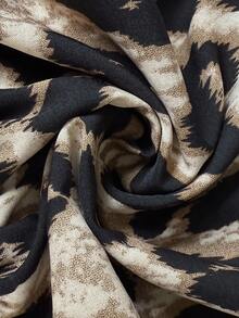 LanaWest Vestido de manga larga con volantes en el bajo con estampado de leopardo - Café - Ver 3