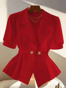 SHEIN Clasi 女士纯色休闲衬衫，时尚日常穿着