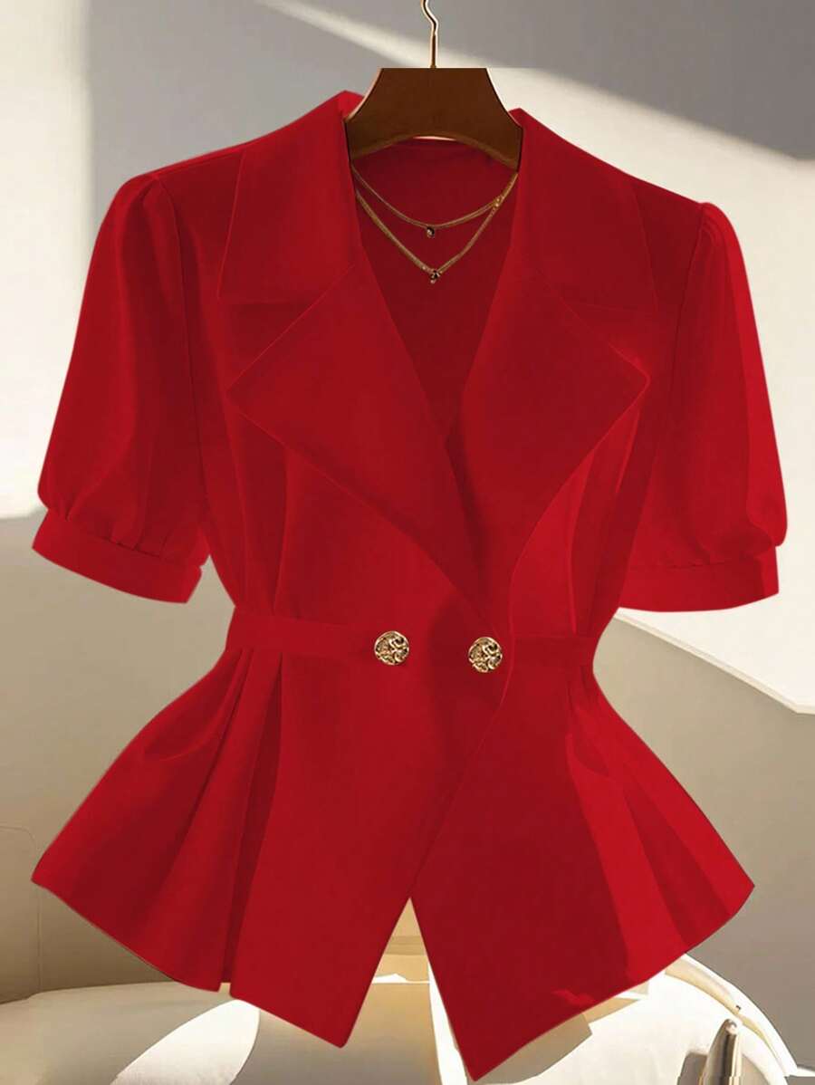 SHEIN Clasi 女士纯色休闲衬衫，时尚日常穿着