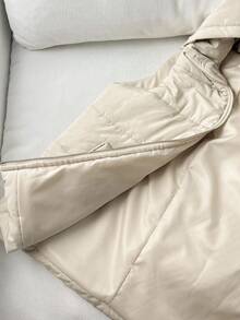 SHEIN 秋冬款青少年女童休闲连帽无袖棉服外套 - 杏色 - 查看 6