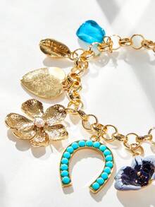 Maija Fashionable European & American Exaggerated Chunky Metal Bracelet, Gold Color, For Women