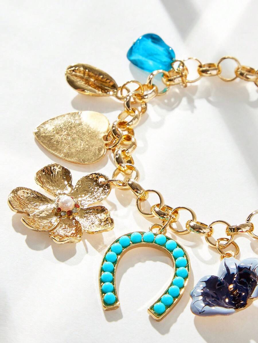 Maija Fashionable European & American Exaggerated Chunky Metal Bracelet, Gold Color, For Women