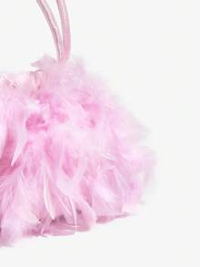 SHEIN BAE Geantă de seară tip plutitoare pentru femei, cu pene artificiale, neagră, geantă de lux pentru petrecere și club