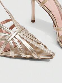 CUCCOO SZL 尖头细高跟鞋时尚简约日常派对女士高跟鞋 - 金色 - 查看 8