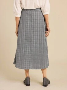 SHEIN LUNE Women Striped Ruffle Hem Casual A-Line Mid-Length Skirt Valentine's Day Going Out Outfits - Multicolor - View 2