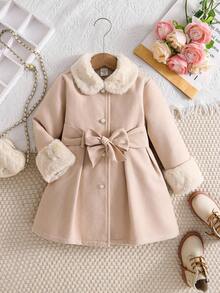 Emery Rose Kids Emery Rose Kids Young Girls Winter Clothes Fashionable Faux Fur Collar Belted Mid-Length Coat, Warm Jacket, Autumn/Winter Outerwear Girls Winter Coat Girls Dress Coat Toddler Girl Coat Baby Girl Coat Girls Faux Fur Coat Baby Girl Winter Coat Winter Clothing Winter Outwear Halloween S Fall