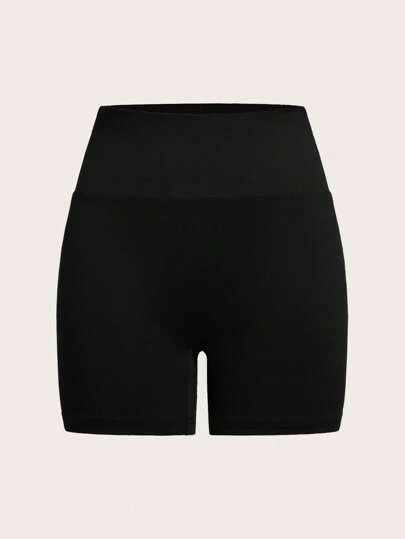 SHEIN EZwear Quần short đạp xe cạp cao màu trơn, quần bó sát cho nữ, thích hợp cho mùa hè