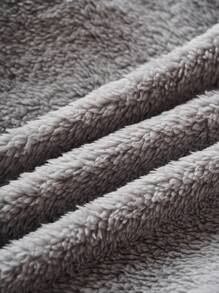 TOM & JERRY X SHEIN Young Boy Cute Cartoon Embroidered Coral Fleece Hooded Jumpsuit With 3D Ear Design Fall Winter