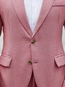 Manfinity Mode Men's Autumn Casual All-Match Suit: Jacket And Pants Set - Pink - View 8