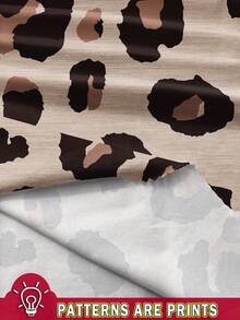 EMERY ROSE 2 件套加大码豹纹休闲简约套装，适合夏季 - 咖啡棕 - 查看 3