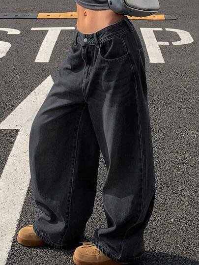 DAZY 女式宽松直筒牛仔裤
