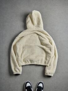 Manfinity EMRG Áo hoodie dài tay có túi màu trơn, dáng rộng, thường ngày cho nam, mùa thu - Màu be - Xem 7