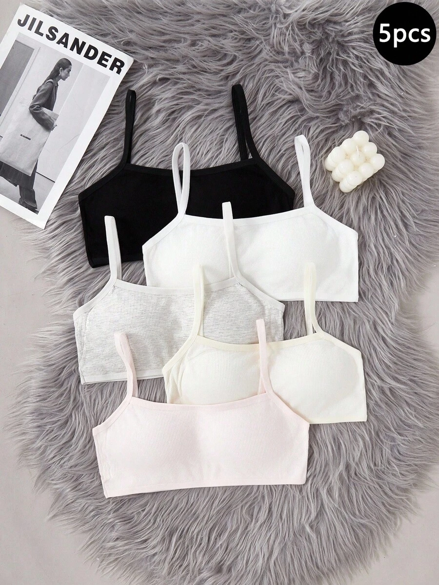 Canottiere reggiseno per ragazze, reggiseno bralette da sottoveste per adolescenti, reggiseni crop top per adolescenti con seno in sviluppo - Multicolore - Visualizzare 1