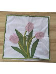 1pc Pillow Case, Tulip Pillow Case, Home Decoration, Living Room, Bedroom, Outdoor Sofa Decoration Gifts Birthday Graduation - Pink Tulip - View 9