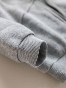 SHEIN Cute Grey Long Sleeve Hoodie Sweatshirt For Baby Girl, Autumn/Winter Fall - Grey - View 8