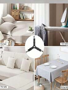 SHEIN 4pcs Adjustable Bed Sheet Fasteners, Triangular Bed Sheet Clips, Blanket Anti-Slip Fixers, Suitable For Bedsheet, Sofa Covers