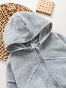 SHEIN Cute Grey Long Sleeve Hoodie Sweatshirt For Baby Girl, Autumn/Winter Fall - Grey - View 5