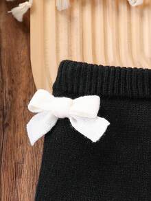 Baby Girls' Fashionable Cute Versatile Bow Sweater Pants