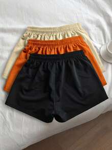 SHEIN Quần short nữ tối giản thêu hình bí ngô Halloween, quà tặng cho bạn bè - màu đen - Xem 2