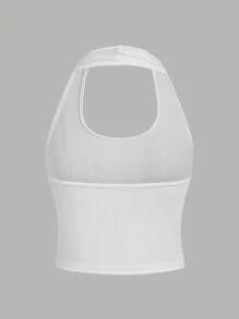 SHEIN EZwear 4入組簡單休閒短款露背貼身女士上衣，適合夏季 - 彩色 - 查看 9