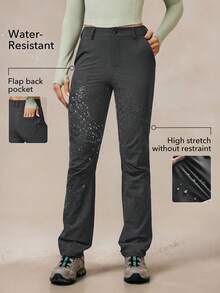 OutZeal 女士户外黑色裤子，适合露营、徒步旅行，防水弹力修身款，带口袋 - 深灰色 - 查看 2