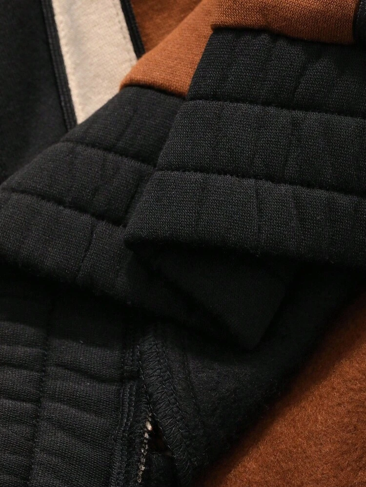 Men's Colorblock Half-Zip Pullover Sweatshirt Set, Autumn