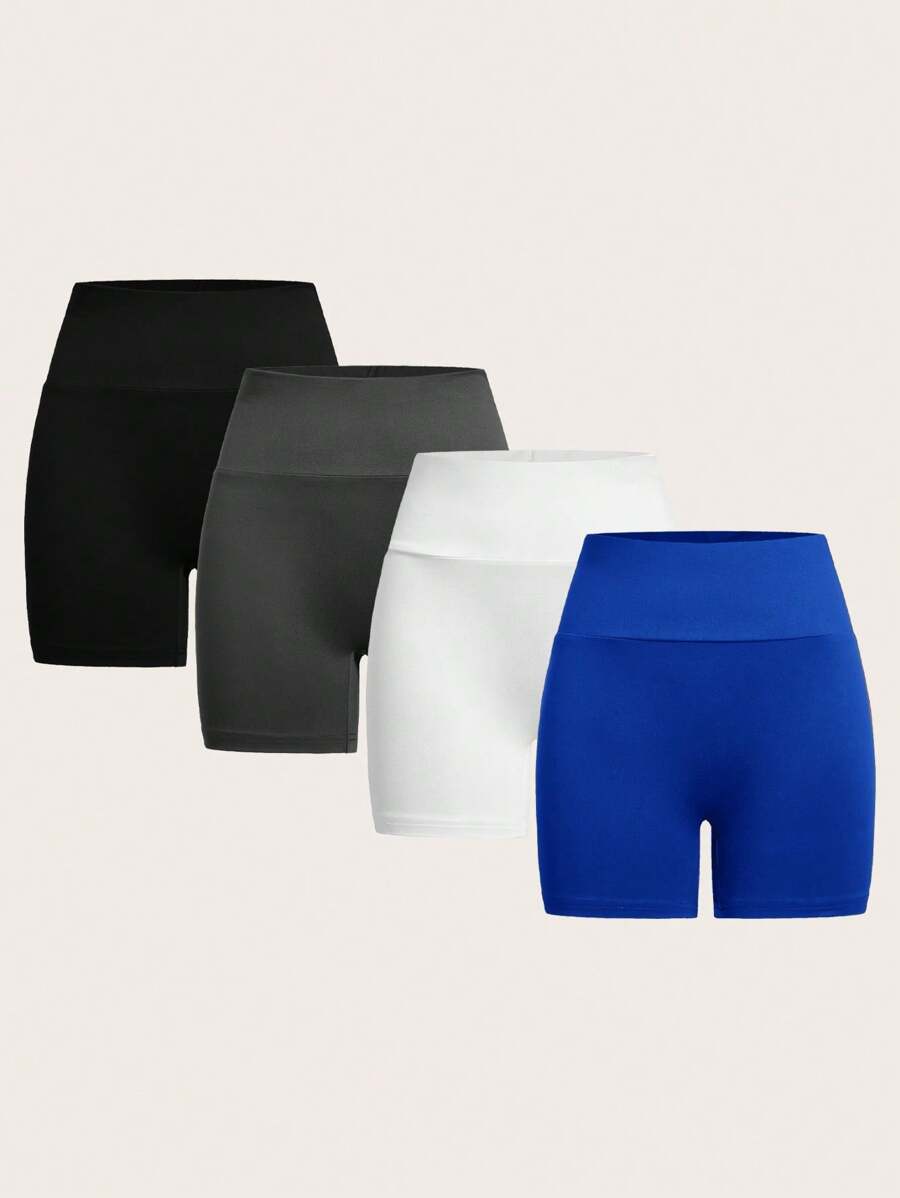 SHEIN EZwear 4 pantaloni scurți de compresie pentru ciclism casual pentru femei, potriviți pentru vară - Multicolor - Vizualizare 1