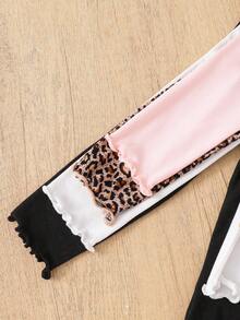 Emery Rose Kids Emery Rose Kids Tânără fată, preadolescentă, fată tânără, drăguță și frumoasă. Set 4 buc. Tricou tricotat cu imprimeu leopard și culoare solidă, guler fals, salată verde, versatil, excelent pentru ținute casual de zi cu zi și pentru școală în toamna și iarna, primăvara, înapoi la școală. - Multicolor - Vizualizare 5