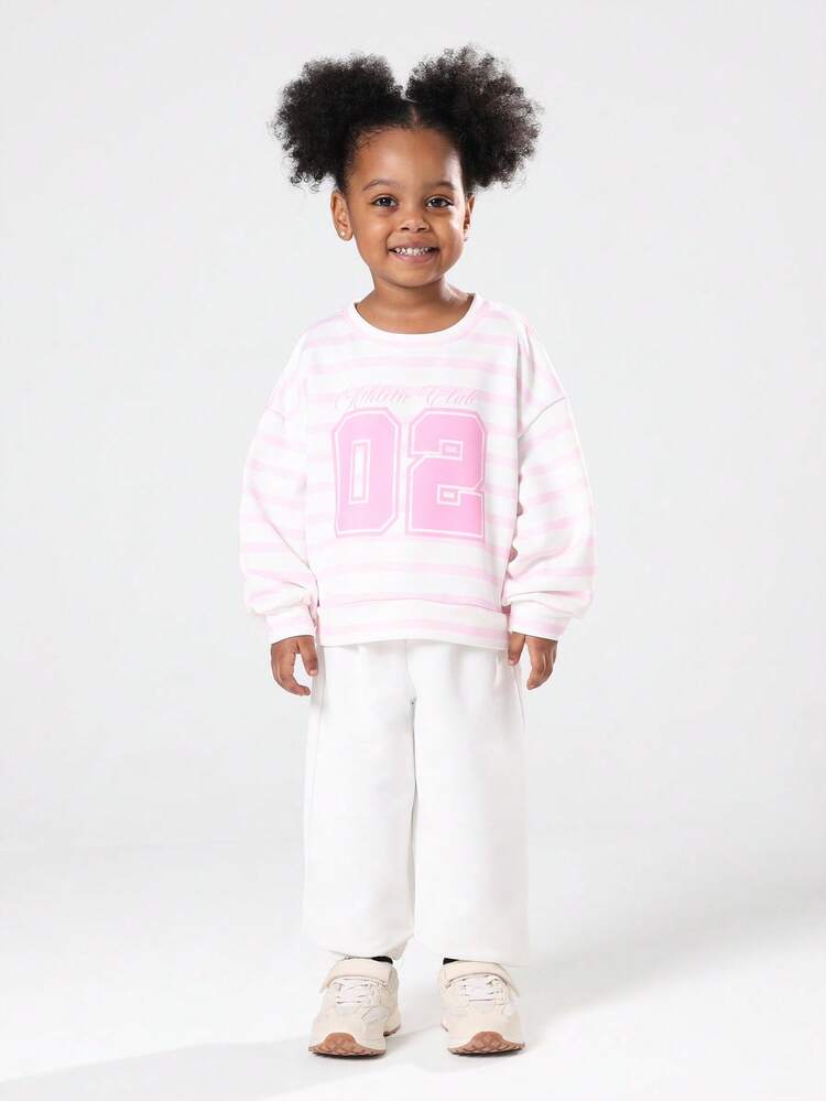 Striped Athletic Club Sweatshirt With Varsity Number Print