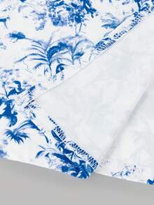 SHEIN Girlism 青少年女孩合身休闲简约挂脖碎花腰带无袖连衣裙 - 藍白色 - 查看 5