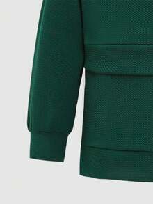 SHEIN 年轻女孩宽松休闲舒适连帽套头衫和裤子套装 - 綠色 - 查看 4