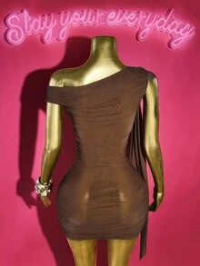 Slaydiva Hàng mới về mùa hè 2025, Thích hợp cho tiệc sinh nhật, tiệc chiêu đãi, tiệc tùng, mùa tựu trường, phong cách đại học, trang phục sinh viên, đi chơi hàng ngày, cơ bản đa năng, thường ngày, kỳ nghỉ, du lịch du thuyền, bãi biển, tắm nắng, mặt hàng lan truyền, thời trang đường phố, thanh lịch, đi làm, thường ngày công sở, vai bất đối xứng, không tay, trang trí khóa kim loại trên vai, trang trí ruy băng, nhún ở cả hai bên, lót lưới, màu nâu, váy ngắn mùa hè, váy nữ - màu nâu - Xem 12