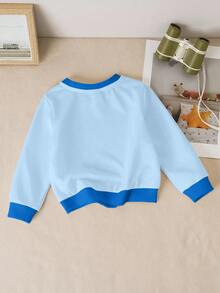 LOONEY TUNES X SHEIN Sudadera de cuello redondo de manga larga con estampado de letras y dibujos animados para bebé niño - Blanco - Ver 2