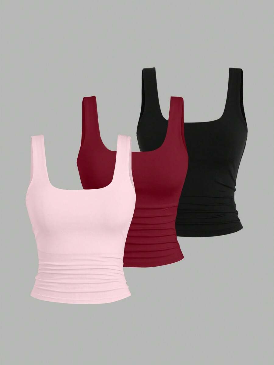 Sweetra Women's Solid Color Minimalist Sleeveless Tank Top, Everyday Wear - Multicolor - View 1