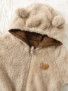 SHEIN Baby Boys Reversible Hooded Padded Coat, Thermal Lined Thickened Winter Jacket, Warm & Soft Comfortable Casual Graphic Print All-Match Outerwear, Suitable For Indoor, Outdoor, Daily, Sports, Party, Holiday In Autumn/Winter Season Baby Bear Jacket Toddler Jackets Baby Boy Coats Fall