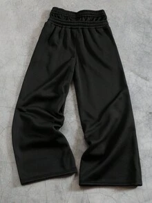 Manfinity EMRG Men's Letter Embroidered Elastic Waist Thermal Lined Loose Fit Sweatpants - Black - View 2