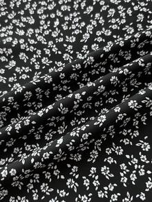 Falda casual de corte medio con abertura, estampado floral pequeño, estilo de ocio y vacaciones, adecuada para otoño e invierno, falda negra, faldas para adolescentes - Blanco y Negro - Ver 6